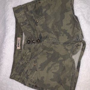 Camo “jean” shorts